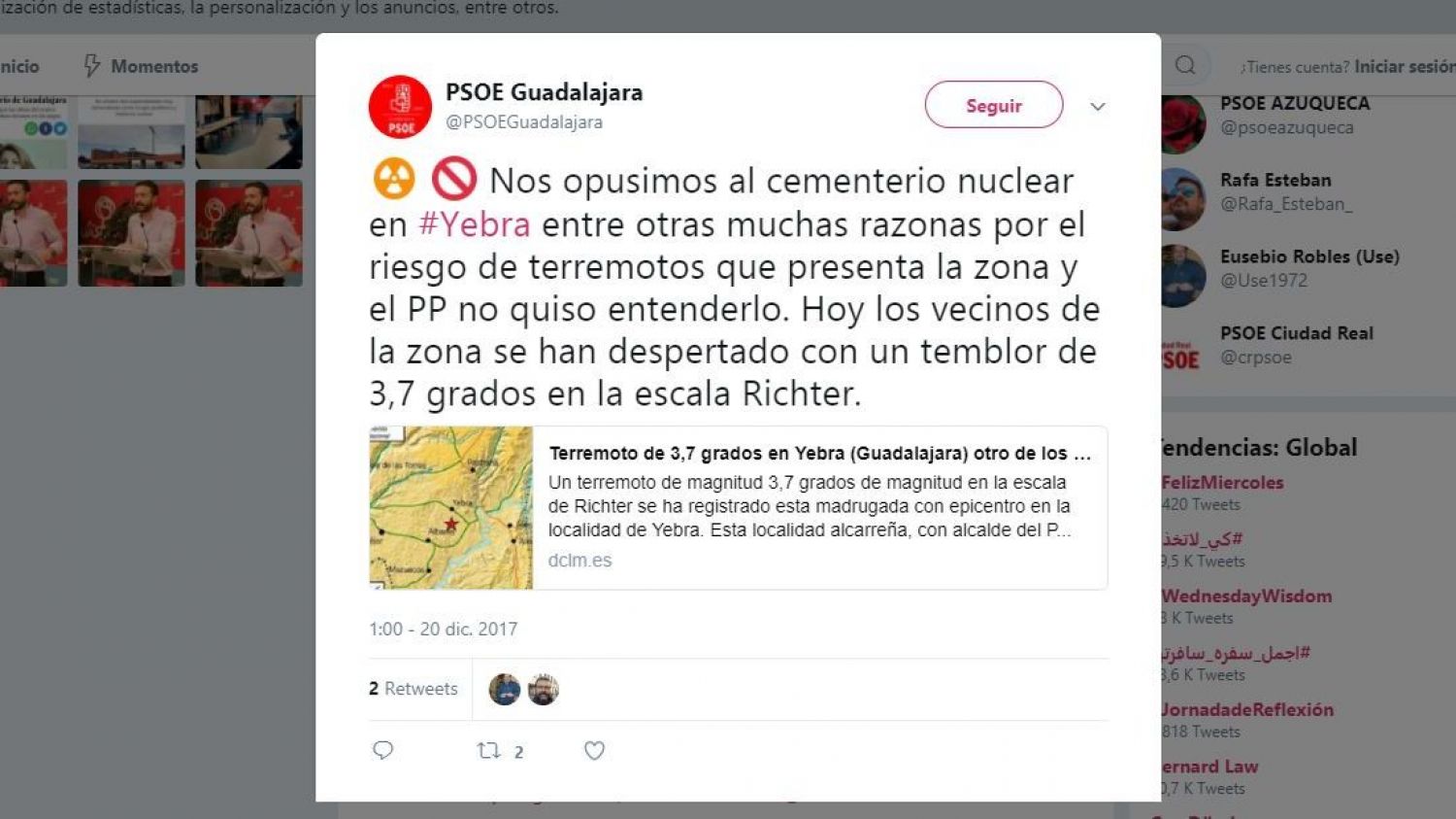 Foto: Twitter PSOE Guadalajara