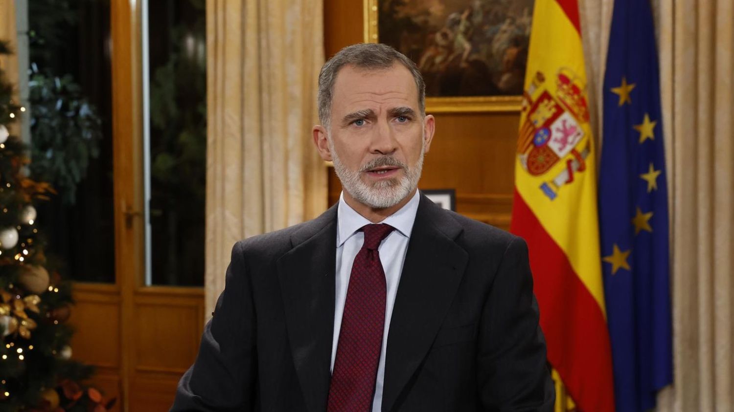 El rey Felipe VI pronuncia su tradicional discurso de Nochebuena, a 24 de diciembre de 2022.