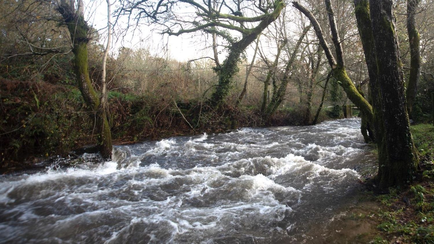 Imágenes del desbordamiento del río Tea, a 20 de diciembre de 2022, en Mondariz, Pontevedra, Galicia.