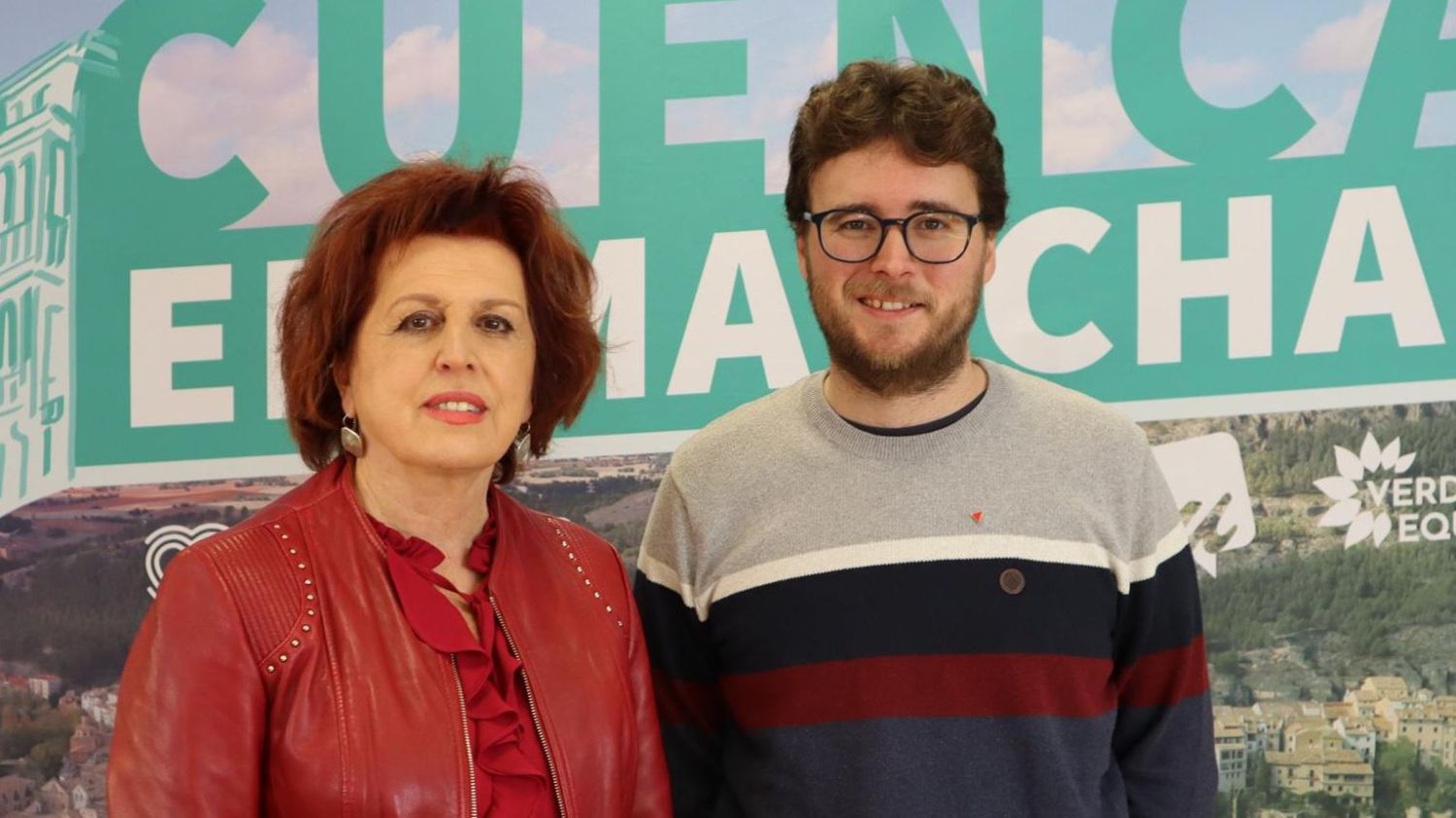 María de los Ángeles García Jiménez y el coordinador local de Izquierda Unida, Pablo García Rubio.