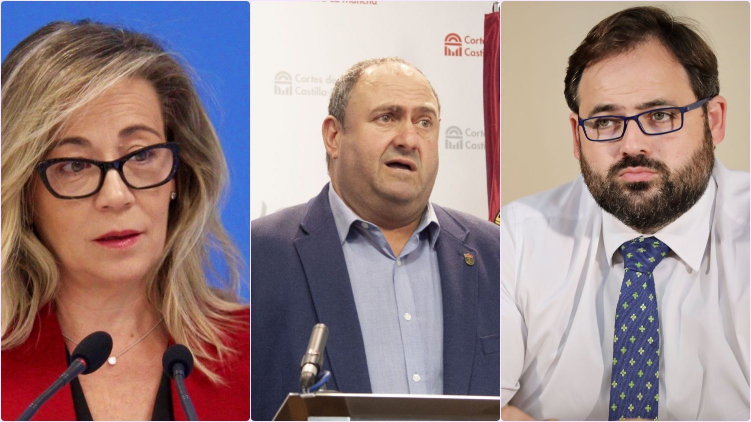 A la izquierda Lola Merino (PP). En el centro Julián Martínez (PSOE). A la derecha, Paco Núñez (PP).